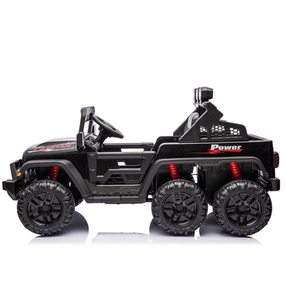 24V Ride on Large PickUp Truck Car for Kids,Ride On 4WD Toys with Remote Control,Black,3-8 years old