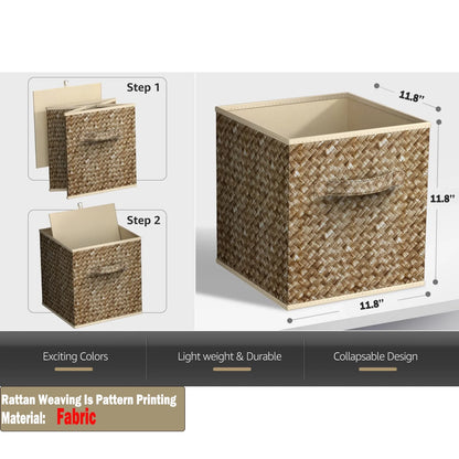 WERSEON 12 Inch Foldable Cube Storage Bins Set of 6, Closet Organizers Bins and Storage Box for Toy Clothes-Brown
