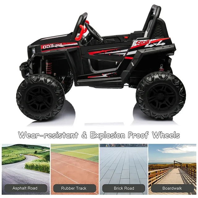 WUBEN 12V 7A Kids Ride On car, Powered Ride on Truck Car with Remote Control, Electric Off-Road UTV Vehicle with Spring Suspension,2 Speeds,Led Lights,Safety Belt,Bluetooth