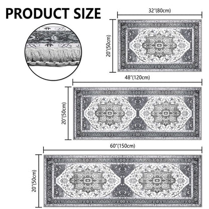 TECHVIDA Kitchen Rugs 3 Piece Set,Kitchen Mats for Floor Non-Slip Machine Washable, Boho Farmhouse Hallway Doormat for Holiday