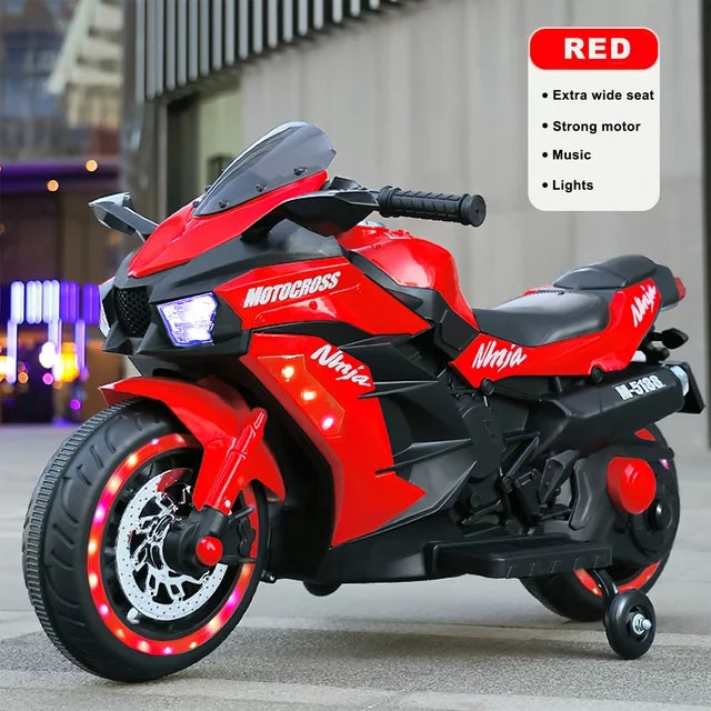 WUBEN 12V Kids Electric Motorcycle for Child, Motorcyle for Kids with Bluetooth, LED Lights (Red)