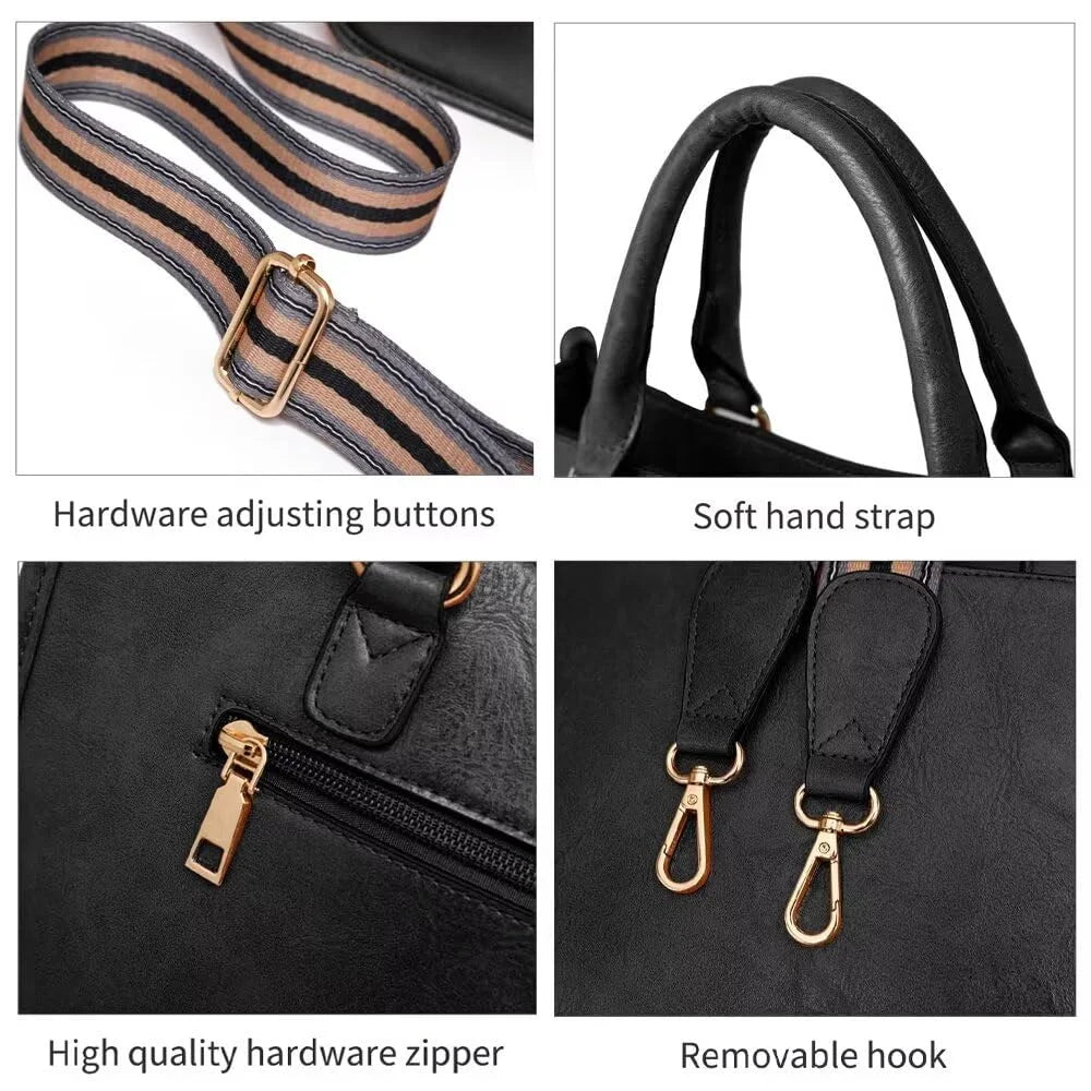 HONGLONG Leather Tote Bag for Women, Vintage Hobo Western Crossbody Shoulder Bag Women Purses Handbags Black