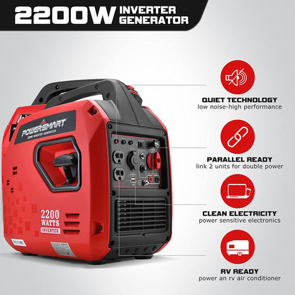 ELTPOWER Portable Generator 2200 Watts Inverter Generator Gas Powered Super Quiet for Outdoor Camping Home Use