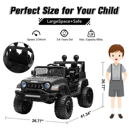 Spoway 12v Ride on Truck Car for Kid,Electric Car for Children,W/ Remote,Black
