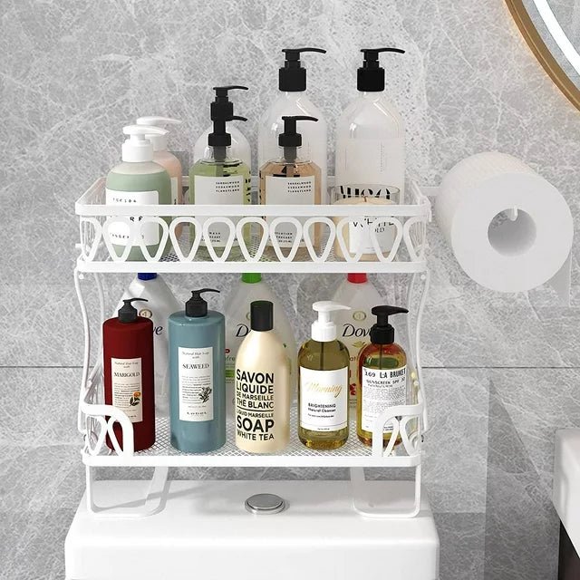 Werseon 2-Tier Over The Toilet Storage shelf, Bathroom Organizers and Storage Basket, Organizer Basket for Bathroom