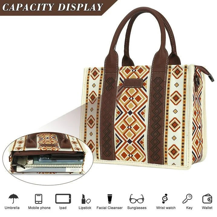 HONGLONG Handbag for Women,Vintage Print Women's Shoulder Bags Purse,Ladies Travel Tote Bags Boho Style-Warm yellow