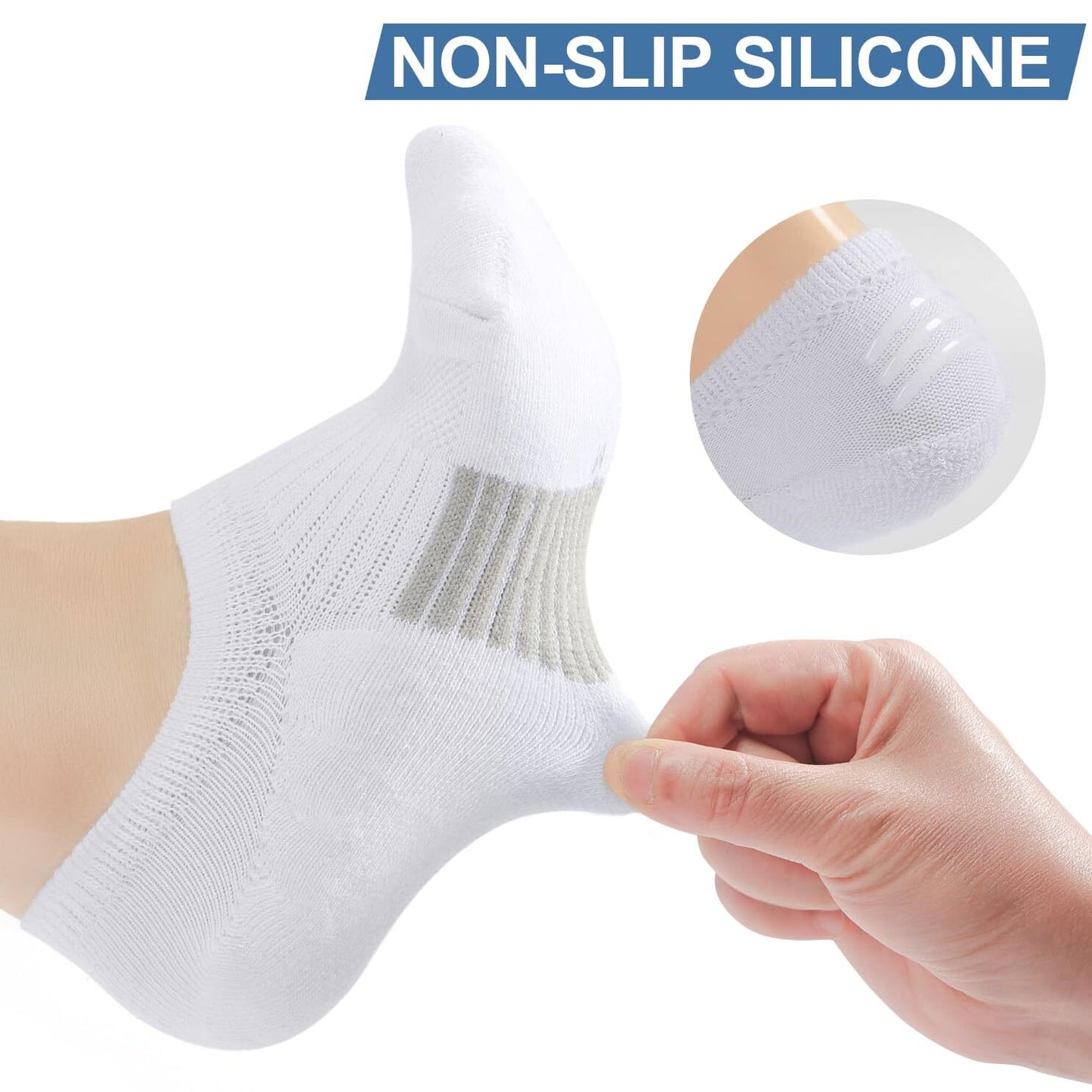 YOMYM Womens Athletic No Show Socks Low Cut Non-Slip Thin Liner Socks Invisible Hidden Socks for Flats,White