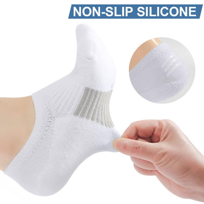 YOMYM Womens Athletic No Show Socks Low Cut Non-Slip Thin Liner Socks Invisible Hidden Socks for Flats,White