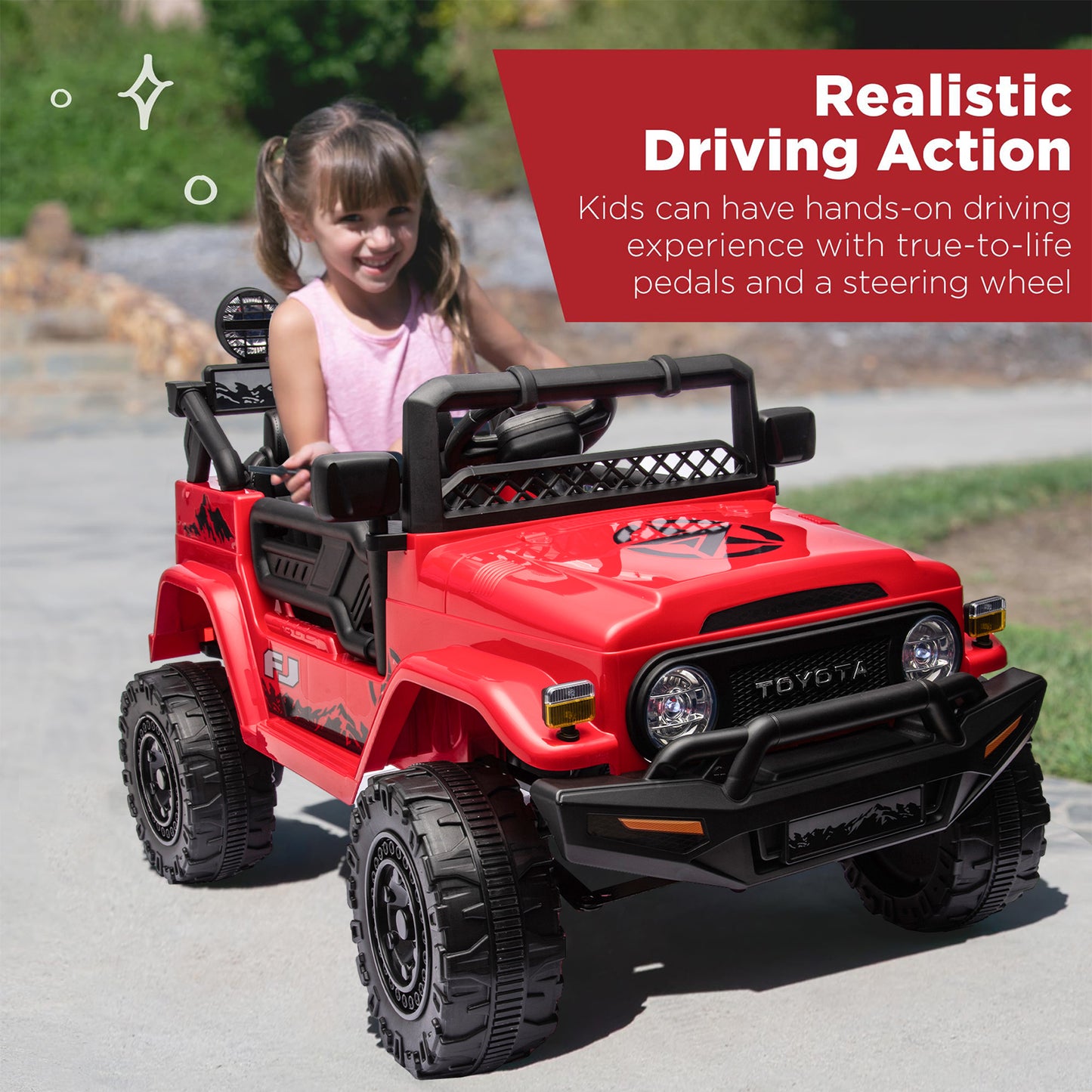HNH Licensed Toyota FJ 12V Electric Car for Kids, Battery Powered Ride on Truck Car with Remote Control