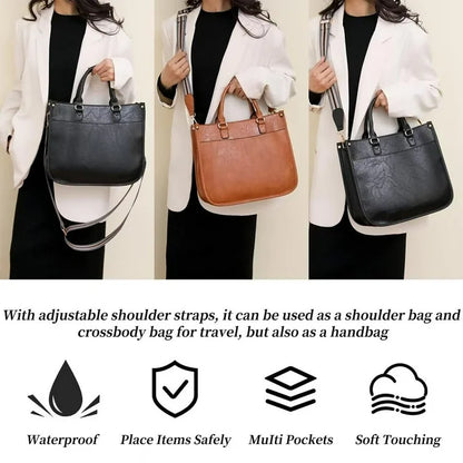 HONGLONG Leather Tote Bag for Women, Vintage Hobo Western Crossbody Shoulder Bag Women Purses Handbags Black