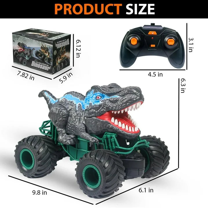 HNH Remote Control Dinosaur Car, RC Monster Truck for Boys, RC Dino Toys with Light, Sound & Spray