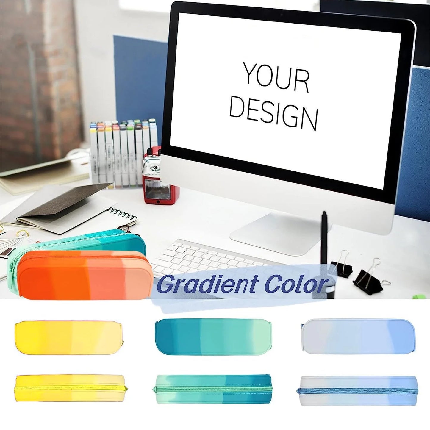 Lakecy 4Pcs Pencil Case Pencil Pouches Silicone Waterproof Pen Bag for School Office Supplies