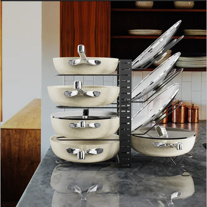 Werseon Pots and Pans Rack under Cabinet, Pots and Lids Storage,Kitchen Cookware Sets Organizers and Storage, Adjustable Pan Organizer