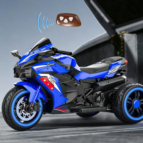 HNH 12V Ride on Motorcycle with Remote Control for Children, Battery Powered Kids Motorcycle 4Mph, 100Lbs Max