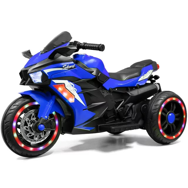 HNH 12V Ride on Motorcycle for Kids,3 Wheels Battery Powered Motorcycle Ride on Toy with Bluetooth Music, Light (110LBS)