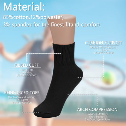 YOMYM Women Crew Socks, Soft Cotton Dress Socks Pack Athletic Socks for Women, Size 5-9, 10 Pairs