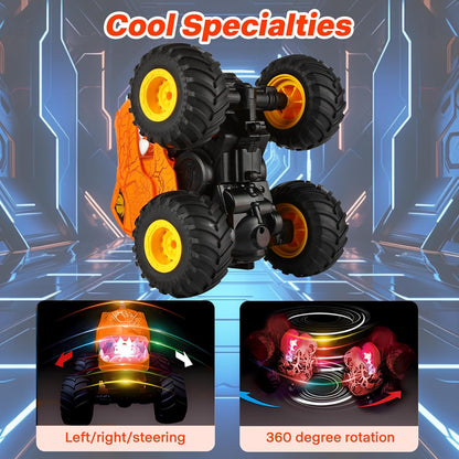 HNH Monster Truck for Kid Xmas Gift, Dinosaur Remote Control Car for Boy 3-12, RC Stunt Car with Spray, Light, All Terrain Dinosaur Toy RC Truck
