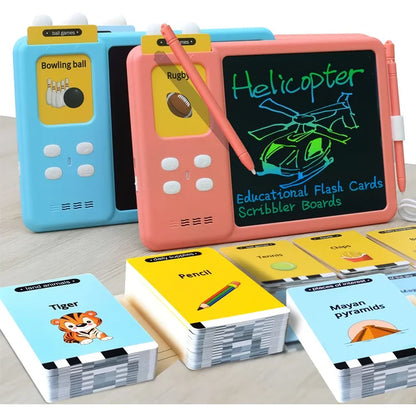 HNH Talking Flash Cards with LCD Writing Board Learning Toys, 2 in 1 Toddlers Toys for 2-6 Year Old Girls, 224 Sight Words Game Writing Tablet Kindergarten Educational Toy