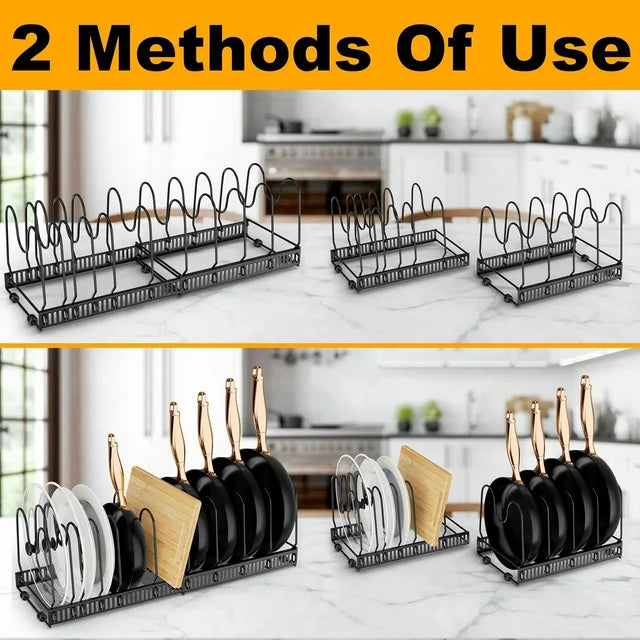 Werseon Expandable Pot Lid Organizer, Adjustable Pot Lid Holders for Cabinet, Pots and Pans Lid Rack,
