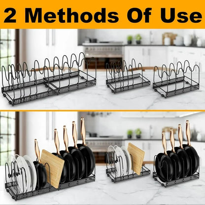 Werseon Expandable Pot Lid Organizer, Adjustable Pot Lid Holders for Cabinet, Pots and Pans Lid Rack,