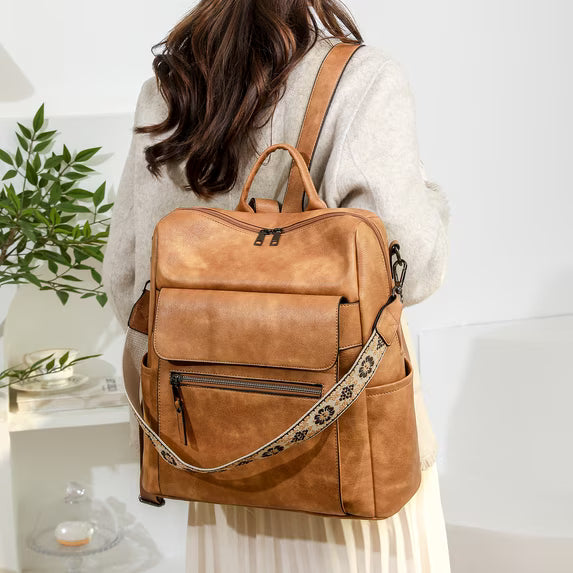 HONGLONG Backpack Purse for Women Travel Backpack PU Leather Ladies Handbag Designer Ladies Fashion Travel Shoulder Bags