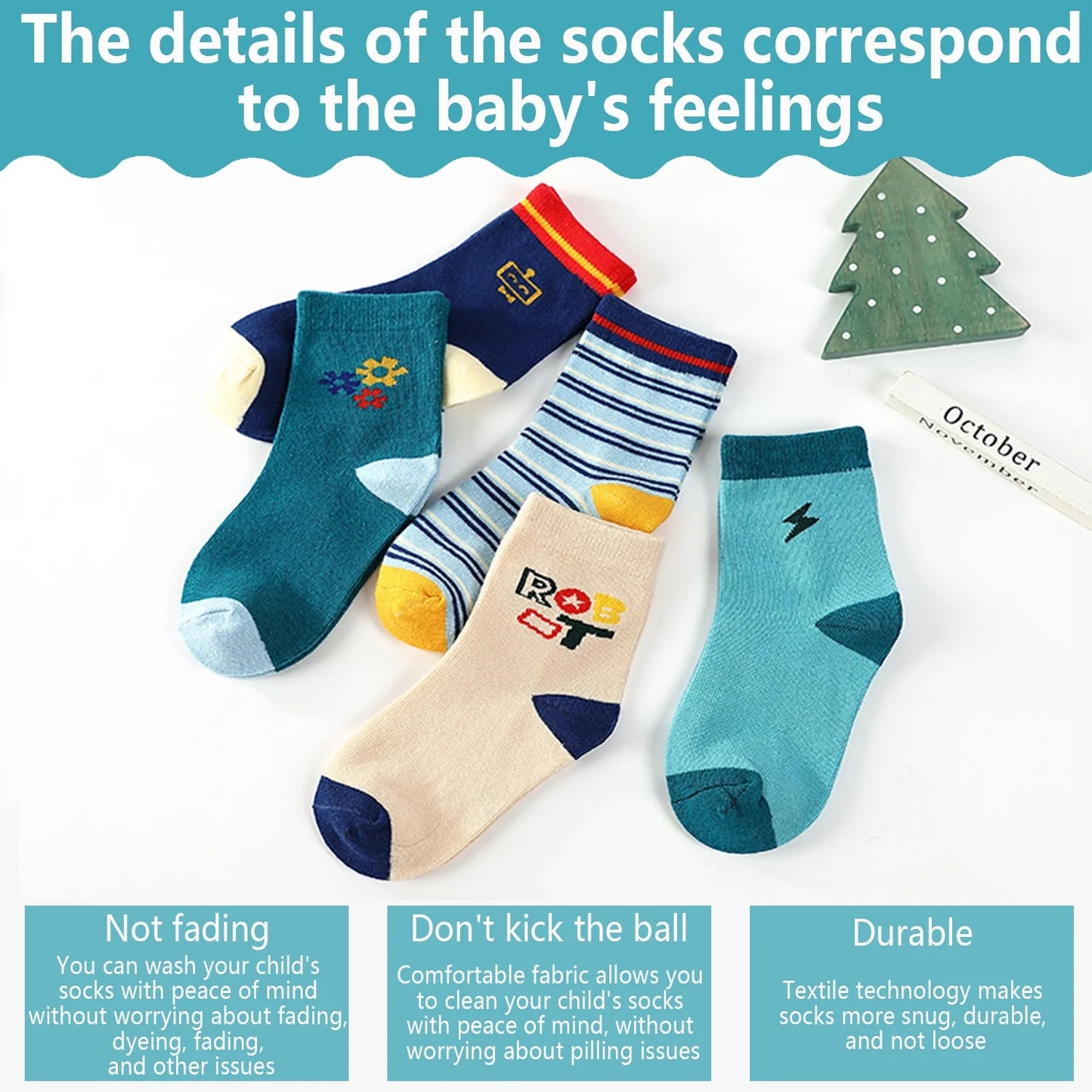 YOMYM Boys Crew Socks, Athletic Half Cushioned Calf Socks Casual School Socks For Big Little Kids 8-12 Years Old 5 Pairs