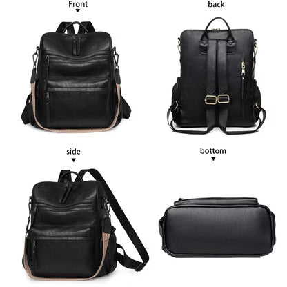 HONGLONG Womens Backpack Purse Leather Backpack Purse for Women Travel Fashion Backpack, Black