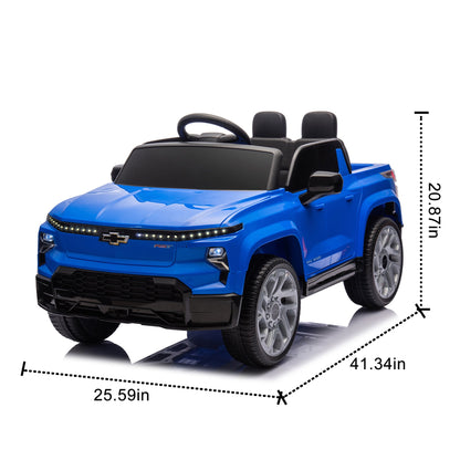 Licensed Chevrolet Silverado Electric Truck for Kids, 12V Ride on Car with Control, LED Lights, Bluetooth, Music,USB, Aged 2-6 Years,Blue