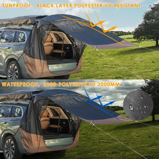 ELTPOWER Black Car Travel Tent Awning Small Car