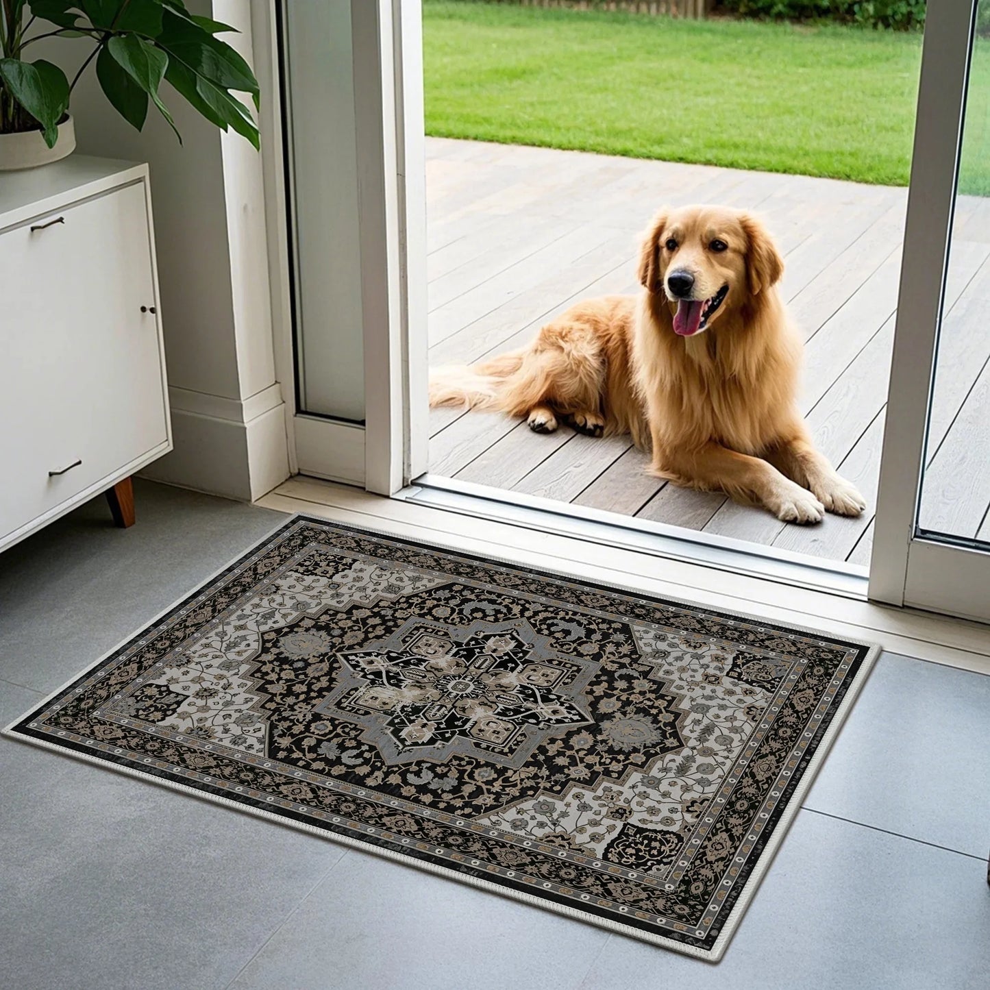 TECHVIDA Kitchen Rugs 3 Piece Set,Kitchen Mats for Floor Non-Slip Machine Washable, Boho Farmhouse Hallway Doormat for Holiday