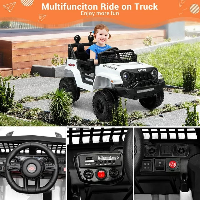 ZOGYMOZ Electric Ride on Car for Kids, 12V Battery Powered Car w/Parent Remote Control, Music, Windshield, Spring Suspension, 3 Speeds, Gift for Boys & Girls