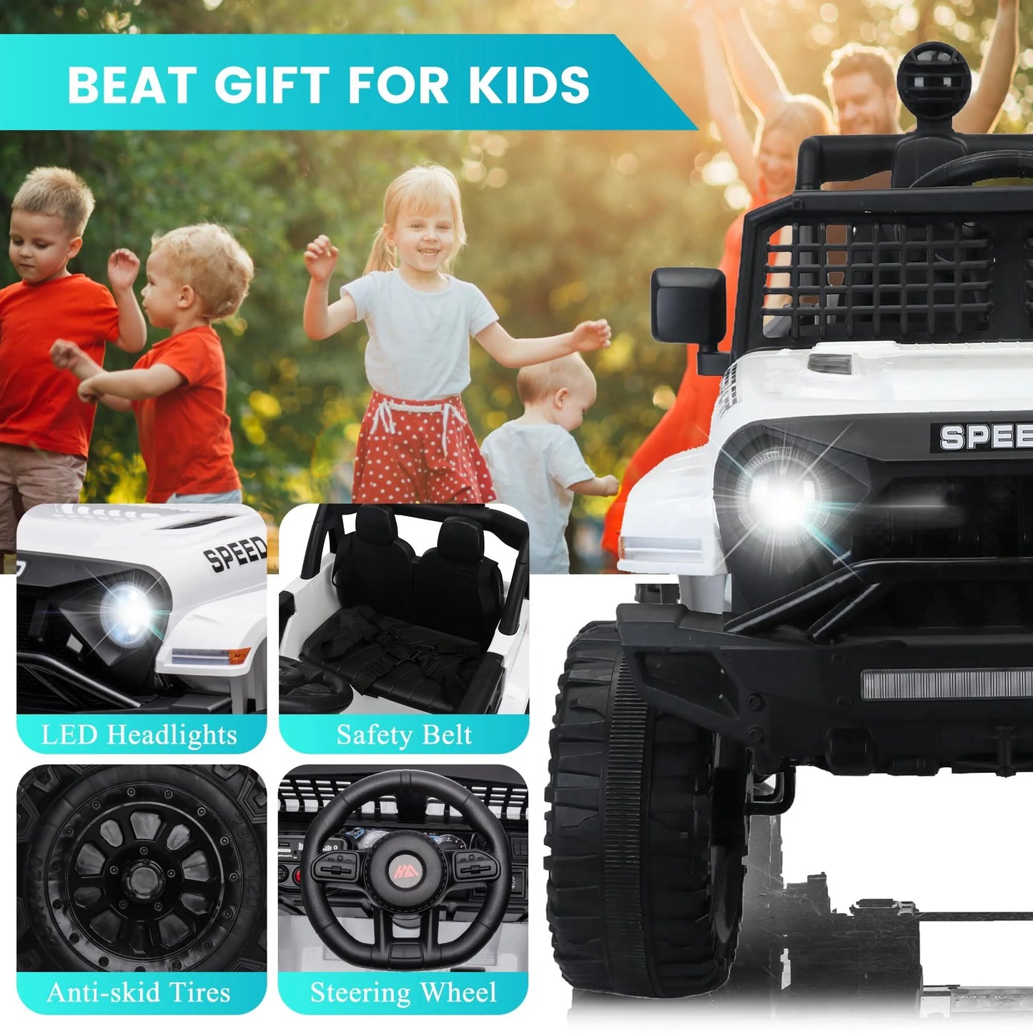Spoway Ride on Truck Car for Kid,12v Kids Ride On Truck 2.4g W/Remote Control,Electric Car For Kids