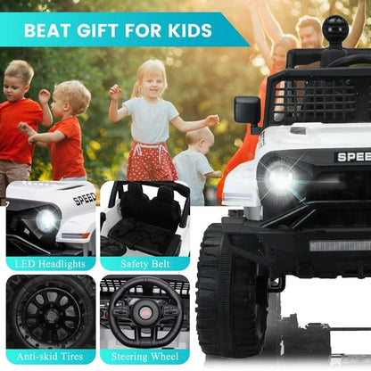 ZOGYMOZ Electric Ride on Car for Kids, 12V Battery Powered Car w/Parent Remote Control, Music, Windshield, Spring Suspension, 3 Speeds, Gift for Boys & Girls