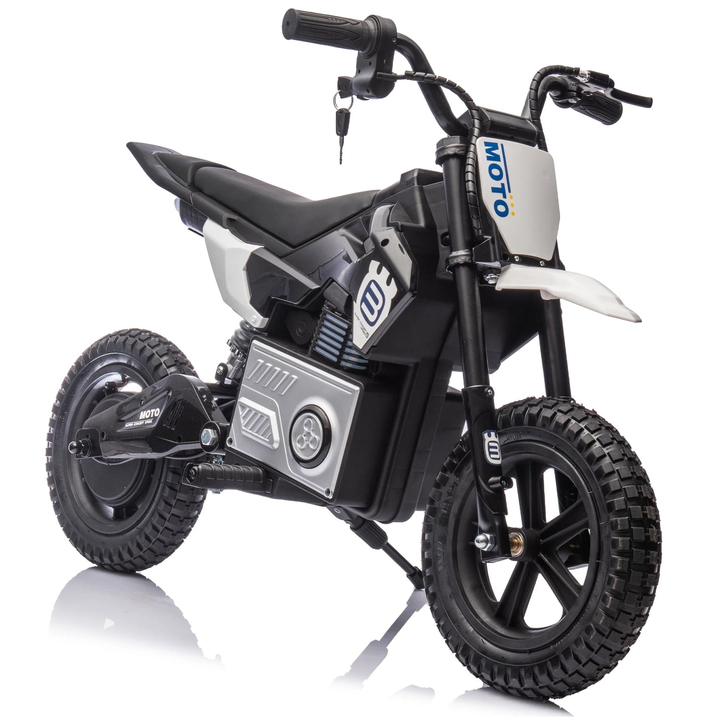 Cheelom 24V Motorcycle,Kids Ride On Electric Toy Motocross Motorcycle,200W High Speed Hub Motor,Rear Wheel Shock Absorber LED Bluetooth Music 3-9Speeds Black