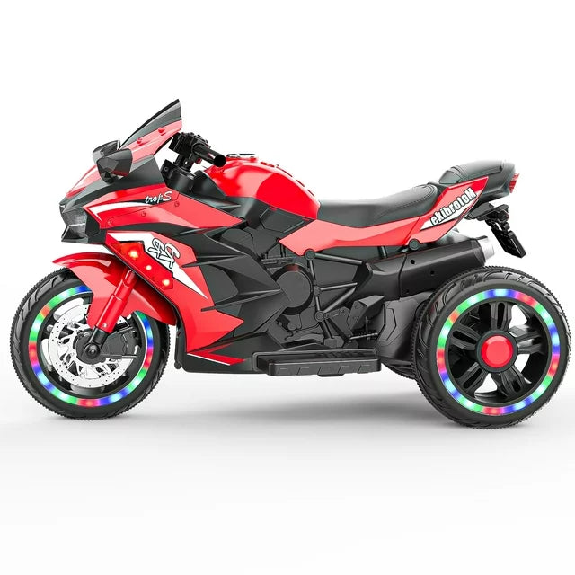 Werseon Kids Motorcycle Ride on Toys, 12V Electric Ride on Motorcycle with LED Wheels and Training Wheels, Support up to 100 lbs