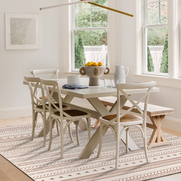 FoxHouse 5x7 Area Rugs for Living Room,Ultra Soft Boho Moroccan Washable Carpet,Neutral Non-Slip Backing Dining Room Rugs,Low Pile Carpet for Bedroom Home Office,Brown
