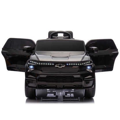 Licensed Chevrolet Silverado Truck for Kids, 12V Ride on Car with Parents Control,LED Lights,Bluetooth,Music,USB,Aged 2-6 Years,Black