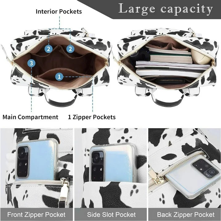 YOMYM PU Leather Backpack Purse for Women Fashion Multipurpose Design Handbag Ladies Shoulder Bags Travel Backpack