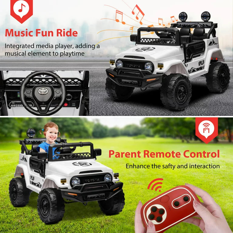 HNH 12V Toyota FJ40 Electric Car for Kids,Ride on Truck for Boys Girls with Remote Control