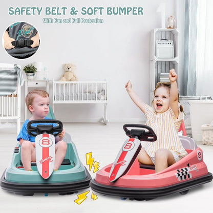 HNH 6V Bumper Car for Toddlers with Remote Control, Ride on Electric Go Kart for Kids, Electric Ride on Toys for Kids, Music Play, Lights