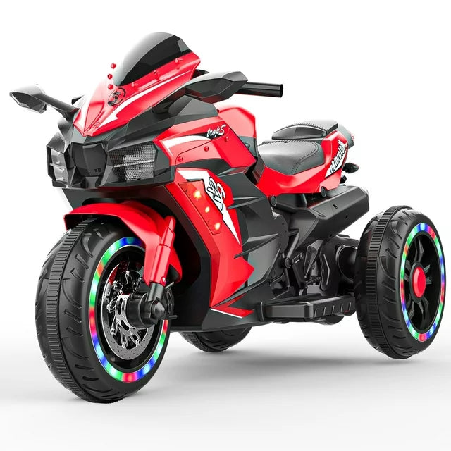 Werseon Kids Motorcycle Ride on Toys, 12V Electric Ride on Motorcycle with LED Wheels and Training Wheels, Support up to 100 lbs