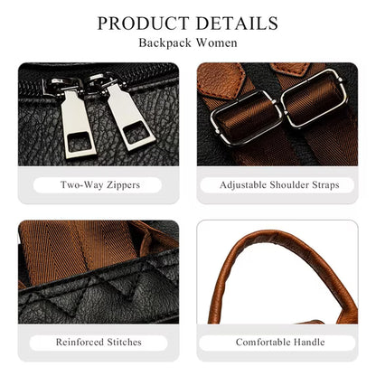 HONGLONG Backpack Purse for Women Fashion Leather Backpack Purse Designer Travel Backpack Convertible Shoulder Bag with Wristlet for Work College