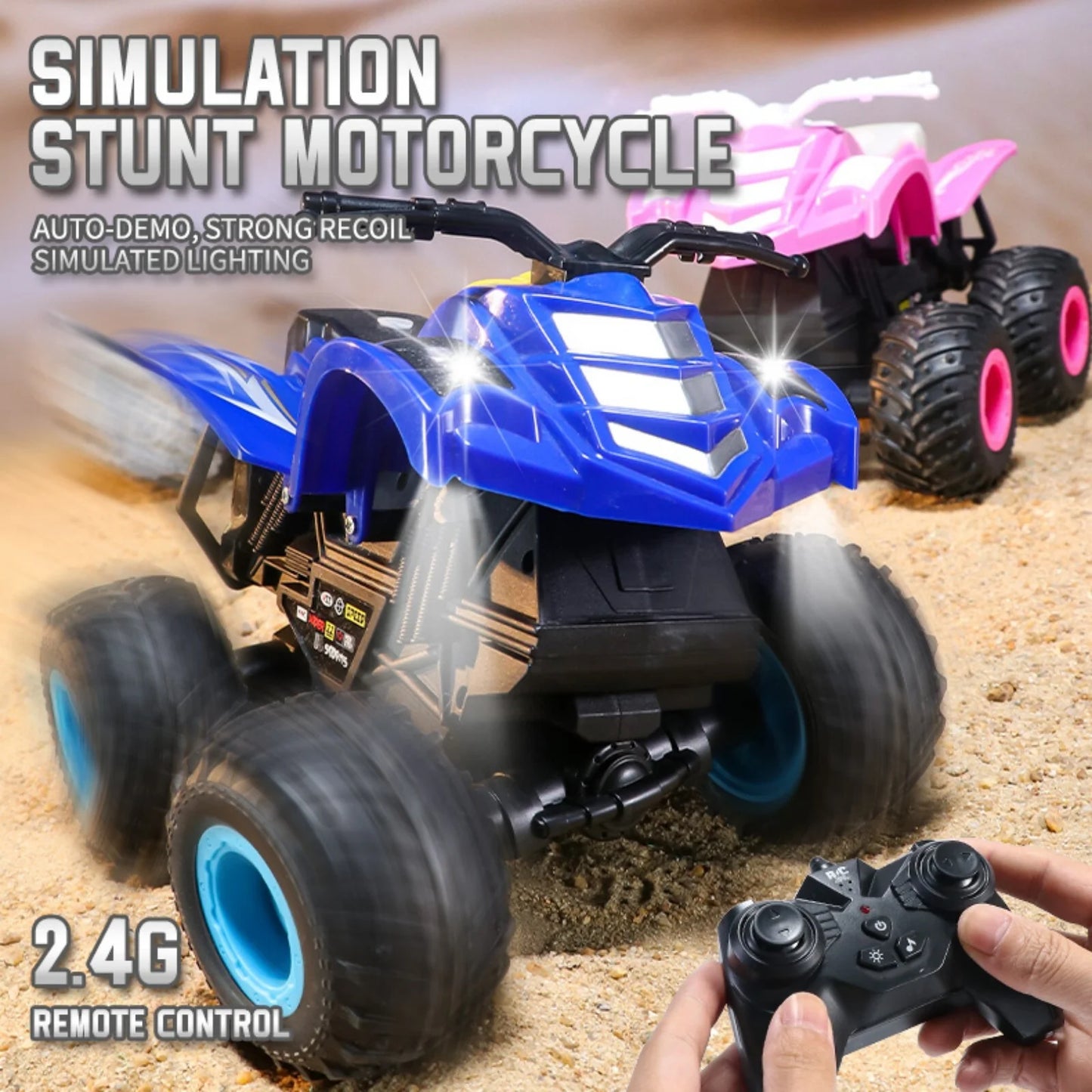 HNH 1:16 ATV RC Car for Boy and Girl, RC Monster Truck with 2 Rechargeable Batteries, Off-Road Remote Control Car Kids Toys with Lights and Music