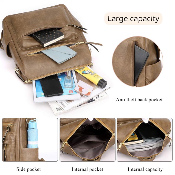 YOMYM Women's Fashion Backpack Purse Multipurpose Design Convertible Satchel Handbags Shoulder Bag School bag