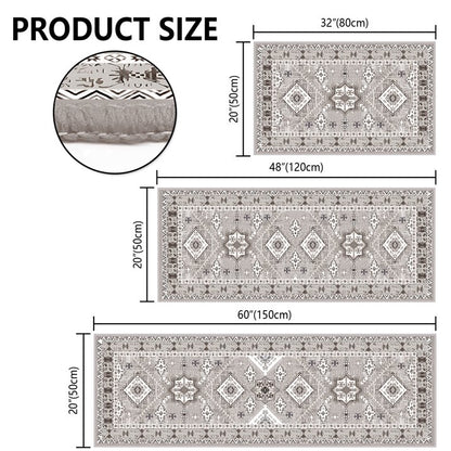 TECHVIDA Kitchen Rugs 3 Piece Set,Kitchen Mats for Floor,Non-Slip Machine Washable, Boho Farmhouse Hallway Doormat for Holiday