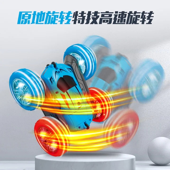 HNH Remote Control Car, RC Cars Toys for Kids Ages 4-12, 4WD Stunt Car with LED Lights & 360° Flips, 2.4GHz, 2 Batteries, Blue