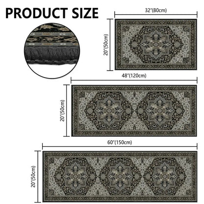 TECHVIDA Kitchen Rugs 3 Piece Set,Kitchen Mats for Floor Non-Slip Machine Washable, Boho Farmhouse Hallway Doormat for Holiday