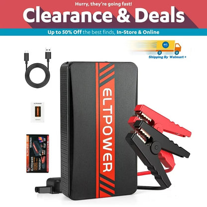 ELTPOWER 1200A Peak Car Jump Starter - Portable 12000mAh Jump Starter, 12V Battery Booster Power Pack, up to 7.0L Gas, LED Light