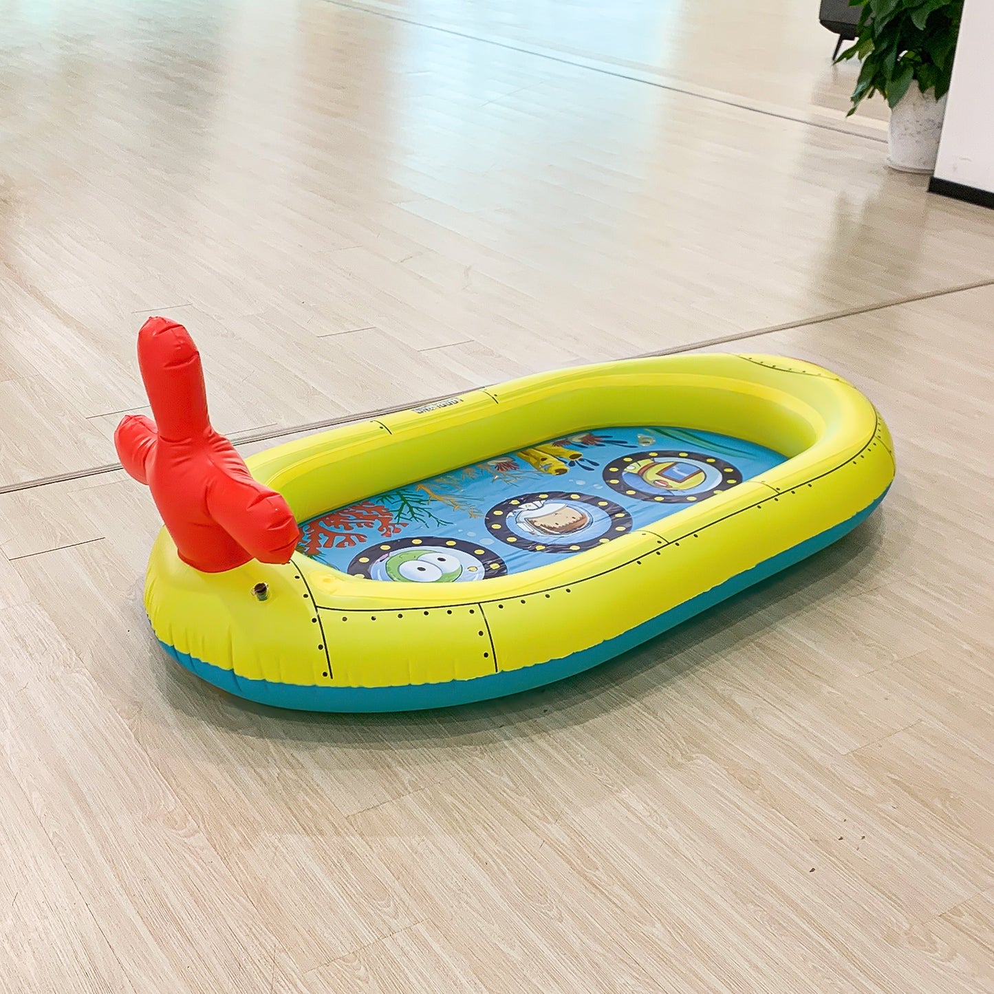 LORDLONG Inflatable Swimming Pool with Built-in Air Pump (Patterned, Medium - 82.6" x 59" x 23.6") - for Kids & Adults - Includes Repair Kit - Self Inflating Blow Up - Family & Kiddie Pool