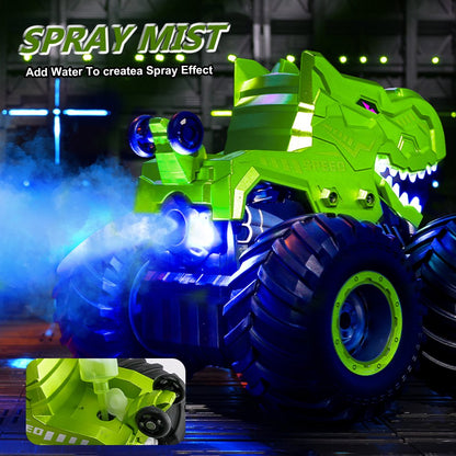 Dinosaur Toys for Kids, Dinosaur Remote Control Cars, 1:16 RC Cars Scale Monster Truck Toys with Spray, Roar Sound & Lights, Dinosaur Toys for 3+ Year Old Boys Girls, Toys Cars